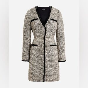 J crew Collection V-neck lady dress in tinsel tweed  Gold Grey Lurex Tweed